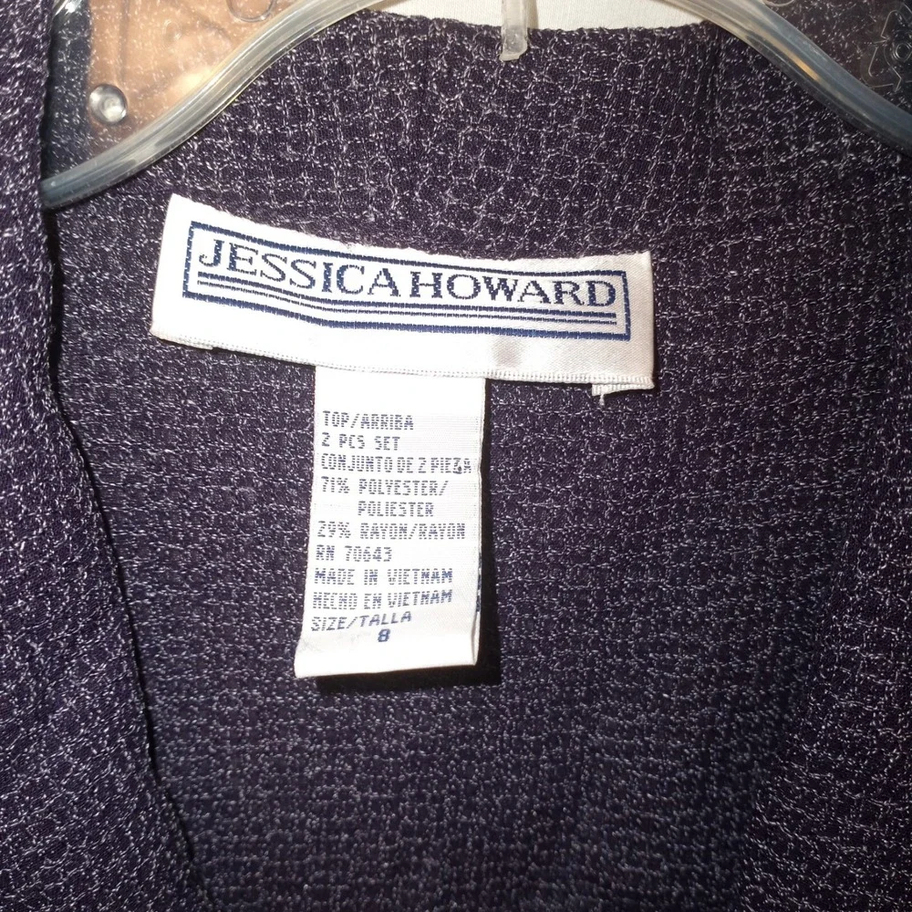 Jessica Howard Purple 2 Piece Dress Set Jacket Blazer‎ Sheath Midi Size 8